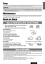 Page 3737
1
E
N
G
L
I
S
H
CQ-C5303N
36
How to hold a disc
¡Do not touch the underside of a disc.
¡Do not scratch a disc.
¡Do not bend a disc.
¡When not in use, keep a disc in a case.
Do not use irregularly shaped discs.
Do not leave discs in the following places:
¡In direct sunlight
¡Near car heaters
¡Dirty, dusty and damp areas
¡On seats and dashboards
Disc cleaning
Use a dry, soft cloth to wipe from the centre outward.
Do not attach any seals or labels to your discs.
Do not write on the disc label with a...