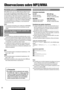 Page 9090
17
E
S
P
A
Ñ
O
L
CQ-C5403U/C5303U
Observaciones sobre MP3/WMA
¿Qué es MP3/WMA?
MP3 (MPEG Audio Layer-3) y WMA (Windows Media™ Audio)
son formatos de compresión de audio digital. El primero fue
desarrollado por MPEG (Motion Picture Experts Group), y WMA
fue desarrollado por Microsoft Corporation. Empleando estos
formatos de compresión, podrá grabar el contenido de unos 10
discos CD musicales en un solo disco CD (este número se refiere
a los datos grabados en un disco CD-R o CD-RW de 650 MB a
una...