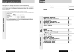 Page 32CQ-C5405U/C5305U
62
CQ-C5405U/C5305U
63
Español
English 2Français 30
Desde Panasonic, le damos la bienvenida a nuestra gran familia de fabricantes de productos electrónicos.
Nuestro propósito es ofrecerle las ventajas de los productos electrónicos y de ingeniería mecánica de precisión, fabricados 
con componentes cuidadosamente seleccionados y montados por personas que se sienten orgullosas de la reputación que 
su trabajo ha otorgado a nuestra empresa. Sabemos que este producto le proporcionará muchos...