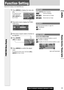 Page 29CQ-C7403U/C7303U/C7203U/C7103U
Function Setting
Adjustment to display on the FUNCTION menu
Audio Setting, Function Setting
English
FUNCTION Menu Display
29
1Press [MENU]to display the menu dis-
play.
For using the remote
control, hold down
[SEL] (MENU)for 2
sec. or more.
2Press []]or [[]to display the FUNC-
TION menu.
3Press [}]or [{]to select a function to
be adjusted.
4Press [BAND]
(SET) to adjust.
5Press [MENU]to confirm the adjust-
ment.
For using the remote control, hold down [SEL]
(MENU)for 2 sec....