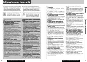 Page 2447FrançaisInformations sur la sécurité
CQ-C8401U/C8301U/C7401U/C7301U
46
Informations sur la sécurité
CQ-C8401U/C8301U/C7401U/C7301U
Avertissement
Lors de l’utilisation de cet appareil, observer
les avertissements suivants.❑
Le conducteur ne doit regarder ni manipuler le
système pendant la conduite.Manipuler ou regarder le système pendant la conduite
empêche le conducteur de regarder devant son véhicule et
peut être à l’ori-gine d’un accident. Toujours arrêter le
véhicule dans un endroit sûr et utiliser...