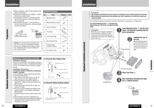 Page 2549
Installation
Installation
CQ-CB8901U
48
Installation
CQ-CB8901UCaution:Do not disconnect the battery termi-
nals of a car with trip or navigational computer
since all user settings stored in memory will be
lost. Instead take extra care with installing the
unit to prevent shorts.¡Before installation, check the radio operation with
antenna and speakers.
¡Disconnect the cable from the negative (–) battery
terminal (see caution below).
¡Unit should be installed in a horizontal position
with the front end...