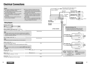 Page 2956
CQ-CB9900U
CQ-CB9900U
57
+
-+
-+
-+
-
ACC
BATTERY 15 A
LR
S.W-OUTPRE-OUT FRONTPRE-OUT REAR
FRONT SPREAR SP
Electrical ConnectionsCaution:
≥ This product is designed to operate with a 12 V 
DC, negative ground battery system.
≥ To prevent damage to the unit, be sure to follow 
the connection diagram below.
≥ Remove approximately 
1/4q (5 mm) of protective 
covering from the ends of the leads before 
connecting.
≥ Do not insert the power connector into the unit 
until the wiring is completed.≥ Be sure...