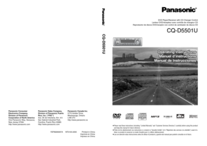 Page 1®
DVD Player/Receiver with CD Changer Control
Lecteur DVD/récepteur avec contrôle de changeur CD 
Reproductor de discos DVD/receptor con control de cambiador de discos CD
CQ-D5501U
¡Please read these instructions (including “Limited Warranty” and “Customer Services Directory”) carefully before using this product
and keep this manual for future reference.
¡Prière de lire attentivement ces instructions (y compris la “Garantie limitée” et le “Répertoire des services à la clientèle”) avant d’u-
tiliser ce...