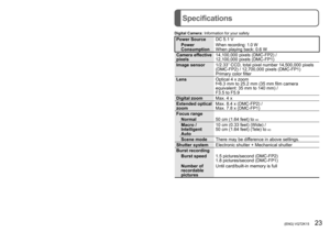 Page 2322•••VQT2K15•(ENG)•(ENG)•VQT2K15•••23
Reading the Operating Instructions
(PDF format) (Continued)Specifications
 ■When the Operating Instructions (PDF format) will not open
You•will•need•Adobe•Acrobat • Reader • 5.0 • or • later • or •Adobe • Reader • 7.0 •or
• later • to • browse • or • print • the • Operating • Instructions • (PDF • format).
Insert
• the • CD-ROM • containing • the • Operating • Instructions • (supplied),
click
•
B•and•then•follow•the•messages•on•the•screen•to•install.
Compatible • OS:...