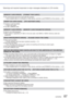 Page 87VQT2P69   87
Meanings and required responses to major messages displayed on LCD monitor.
[MEMORY CARD ERROR]     [FORMAT THIS CARD?]
  ●The card format cannot be used with this camera.
 →  Save needed data on a computer or other device, and then use [FORMAT] on the camera. (→22)
[INSERT SD CARD AGAIN]     [TRY ANOTHER CARD]
  ●Access to card has failed.
 → Insert card again.
  ●Try with a different card.
[MEMORY CARD ERROR]     [MEMORY CARD PARAMETER ERROR]
  ●Card is not of SD standard.   ●When cards in...