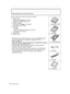 Page 88VQT2B45 (ENG)
1 DMW-BCF10PP
4 VFF0495  3 K1HA08AD00016 VGQ0D56
2 DE-A59B
5 VFC4297 
Before using your camera, check the contents.
1 Battery Pack
 (Indicated as  battery in the text)
  Charge the battery before use.
2 Battery Charger
 (Indicated as  charger in the text)
3  USB Connection Cable
4 CD-ROM • Software:
  Use it to install the software to your PC.
• Operating Instructions
5 Hand Strap
6 Battery Case
•  SD Memory Card, SDHC Memory Card and MultiMediaCard  (only for DMC-FS4) are indicated as...