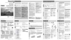 Page 1Specifications
YEFM285597A  NT1104-1114       Printed in China
Panasonic Consumer Electronics
Company, Division of Matsushita
Electric Corporation of America
One Panasonic Way, Secaucus, 
New Jersey 07094
http://www.panasonic.comPanasonic Sales Company,
Division of Matsushita Electric of
Puerto Rico, Inc. (“PSC”)
Ave. 65 de Infanteria, Km. 9.5
San Gabriel Industrial Park, 
Carolina, Puerto Rico 00985
http://www.panasonic.comPanasonic Canada Inc.
5770 Ambler Drive,
Mississauga, Ontario
L4W 2T3...