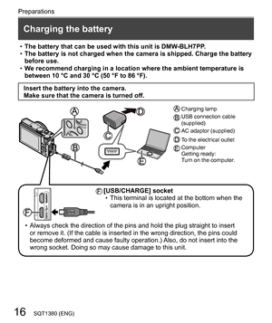 Page 1616
Preparations
SQT1380 (ENG)
  • 
The battery that can be used with this unit is DMW-BLH7PP.
  • 
