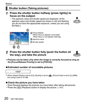 Page 2020
Basics
SQT1380 (ENG)
    
Shutter button (Taking pictures)
 
1 
