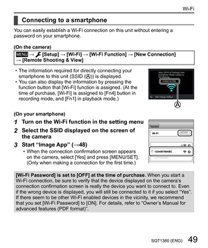 Page 4949SQT1380 (ENG)
Wi-Fi
    
Connecting to a smartphone
 
Y