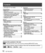 Page 1010SQT1380 (ENG)
  Contents
  ■ 
Information for Your Safety ...................... 3
 
Preparations
  ■ 
Before use.................................................11  ■ 
Standard accessories ............................. 12  ■ 
Names and Functions of Main Parts ..... 13  ■ 
Inserting and removing the battery 
or SD memory card (optional) ................ 15
  ■ 
Charging the battery ............................... 16  ■ 
Setting the clock ..................................... 18
 
Basics
  ■ 
Basic...