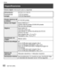 Page 6060
Otros
SQT1381 (SPA)
  Especificaciones
 
Cámara digital: Información para su seguridad
 
Alimentación 
CC 8,4 V ( 8,4 V)
  Consumo de 
energía  1,9 W (Al grabar)
  1,6 W (Al reproducir)
 
Píxeles efectivos de 
la cámara  20.100.000 píxeles
  Sensor de imagen 
Sensor MOS de 1″,
  número total de píxeles 20.900.000 píxeles
  Filtro de color principal
  Objetivo 
Zoom óptico 3x
  f=8,8 mm a 26,4 mm
  (equivalente en cámara de película de 35 mm: 
24 mm a 72 mm)
  Gran angular máx.: F1.4 a F11...