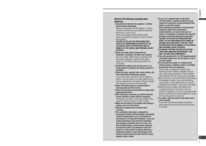 Page 3Safety information

  Read the operating instructions for the unit and all 
other components of your car navigation system 
carefully before using the system. They contain 
instructions about how to use the system in a 
safe and effective manner. Panasonic assumes no 
responsibility for any problems resulting from failure 
to observe the instructions given in this manual.

  This manual uses pictographs to show you how to use 
the product safely and to alert you to potential dangers 
resulting from...