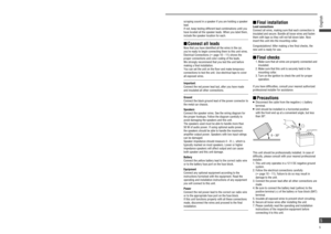 Page 5  Transportation bracket removal
Be sure to remove the transportation brackets before 
use (installation). Use round head screws (5 mm  
6 mm) for installation. (
 page 7)
Be careful not to lose these screws.
Transportation Bracket
Round head screw (5 mm  6 mm)
  Before  installation
Installation guide
  Required  tools
You’ll need a screwdriver and the following:
12 V DC 
Test BulbElectrical
TapeSide-Cut
Pliers
  Dashboard speci cations
Thickness
MIN. 4.75 mm {3/16}
MAX. 5.56 mm {7/32}
112 mm...