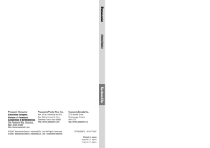 Page 16Panasonic Consumer
Electronics Company,
Division of Panasonic
Corporation of North America
One Panasonic Way, Secaucus,
New Jersey 07094
http://www.panasonic.com
Panasonic Puerto Rico, Inc. 
Ave. 65 de Infanteria, Km. 9.5
San Gabriel Industrial Park,
Carolina, Puerto Rico 00985
http://www.panasonic.com
Panasonic Canada Inc.
5770 Ambler Drive,
Mississauga, Ontario
L4W 2T3
http://www.panasonic.ca
CN-NVD905U
System Up
Dual DIN in-dash HDD Mobile Navigation System with 7 Widescreen Color 
LCD Monitor/DVD...