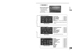 Page 15 (Volumen)    Ajusta el volumen audiovisual. 
(
 página 18)
 (Fuente)
  Muestra la pantalla de funcionamiento de la fuente audiovisual.
 (Navegación)
   Muestra el menú navegación.
 (Mapa)
   Muestra la posición del vehículo (posición actual). 
(
 página 26)
 (Sintonía/pista)   Selecciona una emisora. 
(
 página 69)   Salta una pista/capítulo. 
(
 página 75, 79)  Avance rápido/Retroceso rápido
( página 75, 79)
   Cambia de fuente.
AM: (
 página 69)
FM: (
 página 69)
DISCO: (
 página 72)...