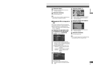 Page 43 Búsqueda de PDI más próximo
Busque PDI en la zona circundante a la posición actual, 
el destino y el último mapa visualizado.
1Seleccione [PDI más próximo] en el 
menú Destino (todo).
   Aparecerá la pantalla de búsqueda de PDI más 
próximo.
2Seleccione el punto central para la 
búsqueda.
   [Posición actual]:  Pantalla de posición actual  [Mapa]:     Último mapa visualizado  [1]/[2]/[3]/[4]/[5]:  Destino y destinos 
intermedios
   [1]/[2]/[3]/[4]/[5] se muestran según el destino 
y el número de...