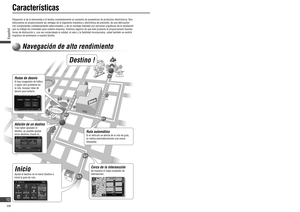 Page 10Características
Fácil de utilizar
Menú DestinoMenú Información
Menú Con gurar Menú navegación
Panasonic le da la bienvenida a la familia constantemente en aumento de poseedores de productos electrónicos. Nos 
esforzamos en proporcionarle las ventajas de la ingeniería mecánica y electrónica de precisión, de una fabricación 
con componentes cuidadosamente seleccionados, y de un montaje realizado por personas orgullosas de la reputación 
que su trabajo ha cimentado para nuestra empresa. Estamos seguros de...