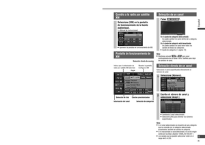 Page 9Control de la radio por satélite XM
Preparación:   Conecte el sintonizador de radio por satélite XM 
opcional (XMD1000) con cable adaptador digital 
opcional.
Radio vía satélite XM
Es posible conectar el sintonizador de radio por satélite 
XM opcional (XMD1000) con cable adaptador digital 
opcional (XMDPAN110). Para obtener más información, 
consulte las instrucciones de funcionamiento del 
sintonizador de radio por satélite XM.
 
   Número telefónico sin cargo
     Sintonizador de radio por satélite...