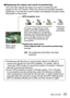 Page 23 (ENG) VQT4B72   23
 ■Displaying the status and result of positioning
The icons that indicate the status and result of positioning will 
appear on the LCD monitor. When the camera successfully executes 
positioning, it records the current location and displays the place name 
information on the screen.
Place name 
informationGPS reception icon
Positioning 
executed 
successfully 
The same number of icons as the 
number of the GPS satellites (from 
which radio signals are successfully 
received) stop...