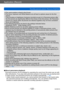 Page 122Application (Record)
Recording panorama pictures  [Panorama Shot] ModeVQT5E74
- 122 -
 ●The zoom position is fixed to the W end. ●The focus, exposure and White Balance are all fixed to optimal values for the first 
picture. 
If the focusing or brightness of pictures recorded as part of a Panorama picture after 
the first picture are significantly different from those of the first picture, the Panorama 
picture as a whole (when all pictures are stitched together) may not have consistent 
focus and...