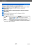 Page 237Wi-Fi/NFC
Using “LUMIX CLUB”VQT5E74
- 237 -
 ■Change or delete information on registered AV device
Information on AV device that has already been registered can be changed or deleted.
Select [Wi-Fi Setup] in the [Wi-Fi] menu, and press  
[MENU/SET]
 (→60)
Use cursor button to select [External AV device], and press 
[MENU/SET]
Select the AV device you want to change or delete
Select [Edit] or [Delete]
Item Description
[Edit] Change information on AV device that has already been registered.
Perform steps...