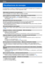 Page 300Otros
Visualizaciones de mensajes
VQT5E76- 300 -
A continuación se explica el significado de los principales mensajes que se muestran en 
el monitor LCD o en el visor y cómo responder a ellos.
[Esta tarjeta de memoria no se puede usar.]
 ●No es compatible con la cámara. Utilice una tarjeta compatible.
[Unas imágenes no pueden borrarse]     [Esta imagen no puede borrarse]
 ●Las imágenes que no son DCF (→52) no se pueden eliminar. →  Guarde los datos necesarios en un o
rdenador o en otro aparato y, a...