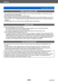 Page 300Others
Usage cautions and notesSQW0195
- 300 -
When not using for a while
 ●Turn off the camera before removing battery and card (ensure that battery is removed to prevent 
damage through over-discharge).
 ●Do not leave in contact with rubber or plastic bags. ●Store together with a drying agent (silica gel) if leaving in drawer , etc. Store batteries in cool (15 °C 
to 25 °C (59 °F to 77 °F)) places with low humidity (40%RH to 60%RH) and no major temperature 
changes.
 ●Charge battery once per year and...