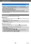Page 82Application (Record)
Using ZoomSQW0195
- 82 -
 ●If you are not holding the camera while using zoom, such as during self-timer 
recording  (→106), [Time Lapse Shot] recording  (→150), or remote recording  (→203), the 
camera could tilt when the lens barrel extends, so be sure to secure the camera in 
place on a tripod or by other means.
 ●Do not touch the lens barrel during zooming. ●Adjust the focus after adjusting the zoom. ●The zoom ratio and the zoom bar displayed on the screen are estimates. ●The...
