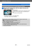 Page 91Application (Record)
Taking pictures with Auto FocusSQW0195
- 91 -
Automatically locking the focus on a moving subject (AF Tracking)
Align the AF Tracking frame with the subject and press the 
shutter button halfway
AF Tracking frame
When the subject is recognized, the AF Tracking frame changes 
from white to yellow, and the subject is automatically kept in 
focus.
If AF Lock fails, a red frame flashes.
 • To release AF Tracking → Press [MENU/SET]. • Focus range: same as macro recording
 ●Under certain...