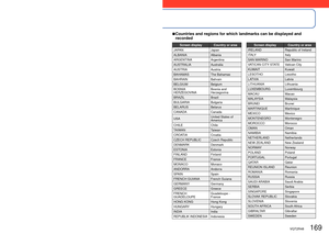 Page 169168   VQT2R48VQT2R48   169
Usage cautions and notes (Continued)
AustraliaCopyright.  Based on data provided under license from PSMA Australia 
Limited (www.psma.com.au).
Austria © Bundesamt für Eich- und Vermessungswesen
Croatia, Cyprus, Estonia, 
Latvia, Lithuania, Moldova, 
Poland, 
Slovenia and/or Ukraine © EuroGeographics
France source: Géoroute
® IGN France & BD Carto® IGN France
Germany Die Grundlagendaten wurden mit Genehmigung der zustaendigen  Behoerden entnommen.
Great Britain Based upon Crown...