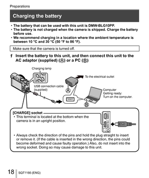 Page 1818
Preparations
SQT1166 (ENG)
  • 
The battery that can be used with this unit is DMW-BLG10PP.
  • 
