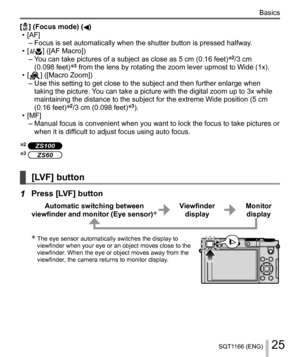 Page 2525SQT1166 (ENG)
Basics
  [ 
 ] (Focus mode) ()
  • [AF]
–  