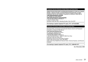 Page 3130   VQT2S91 (ENG) (ENG) VQT2S91   31
13(ENG) VQT1N09
THERE ARE NO EXPRESS WARRANTIES EXCEPT AS LISTED UNDER 
“LIMITED WARRANTY COVERAGE”.
THE WARRANTOR IS NOT LIABLE FOR INCIDENTAL OR CONSEQUENTIAL 
DAMAGES RESULTING FROM THE USE OF THIS PRODUCT, OR ARISING 
OUT OF ANY BREACH OF THIS WARRANTY.
(As examples, this excludes damages for lost time, travel to and from the servicer, 
loss of or damage to media or images, data or other memory or recorded content. 
The items listed are not exclusive, but for...