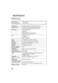 Page 106106LSQT1319
Specifications
DVD Video Camera
Information for your safety
Power source:
Power consumption:DC 9.3 V/7.2 V
Recording 5.9 W
Signal systemEIA Standard: 525 lines, 60 fields NTSC color signal
Recording formatDVD Video Recording format (DVD-RAM, DVD-RW)
DVD-Video format (DVD-RW, DVD-R, DVD-R DL)
Image sensor1/6z CCD image sensor
Total: 800 K
Effective pixels:
Moving picture: 290 K (4:3), 380 K (16:9)
Still picture: 290 K (4:3), 380 K (16:9)
LensAuto Iris, F1.9 to F4.3
Focal length:
1.8 mm to 75.6...