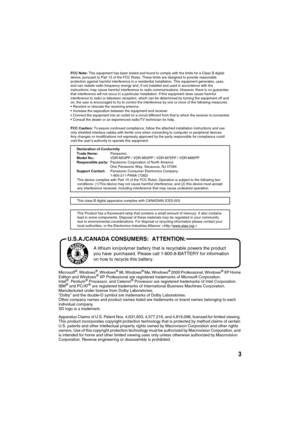 Page 33
Microsoft®, Windows®, Windows® 98, Windows® Me, Windows® 2000 Professional, Windows® XP Home 
Edition and Windows® XP Professional are registered trademarks of Microsoft Corporation.
Intel®, Pentium® Processor, and Celeron® Processor are registered trademarks of Intel Corporation.
IBM® and PC/AT® are registered trademarks of International Business Machines Corporation.
Manufactured under license from Dolby Laboratories.
“Dolby” and the double-D symbol are trademarks of Dolby Laboratories.
Other company...