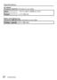 Page 2222   VQT4B39 (ENG)
Specifications
AC adaptor
(Panasonic VSK0775): Information for your safety
Input~ 110 V to 240 V, 50/60 Hz, 0.2 A
Output
 5 V, 800 mA
Battery pack (lithium-ion)
(Panasonic DMW-BCG10E): Information for your safety
Voltage / capacity3.6 V / 895 mAh  