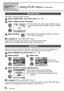 Page 7070   VQT1B61
 AUDIO DUB.
Add audio to previously taken pictures.
Select ‘AUDIO DUB.’ from PLAY menu (P.17, 18)
Select image and start recording
1/13100-0001
EXITSTARTSELECT
AUDIO
DUB. For files already with audio, select whether or not to 
overwrite existing audio with ▲▼, and press ‘MENU/
SET’.
Stop recording Recording will automatically end after 10 seconds, 
even if ▼ is not pressed.
 To  complete  Press ‘MENU/SET’ twice.
 Cannot be used with motion pictures or protected pictures (P.69). May not be...