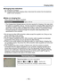 Page 13- 13 -
Charging battery
 ■Charging lamp indications
On:  Charging in progress
Of f:    Charging stops (After charging s tops, disconnect the camera from the electrical 
outlet or your computer.)
 ■Notes on charging time
When using the AC adaptor (supplied)
Charging time Approx. 260 min
 • The charging time indicated above is the time required for charging in the case when 
the battery is completely used up. The time required for charging dif fers depending on 
conditions of battery usage. Charging takes...