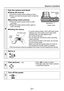 Page 21- 21 -
Sequence of operations
4
Aim the camera and shoot
 ■Taking still pictures
 Press the shutter button halfway to focus  Press and hold the shutter button to take the 
picture
 ■Recording motion pictures
  Press the motion picture button to start 
recording
  Press the motion picture button again to 
finish recording
Motion picture button
Shutter button
Microphone
 ■Holding the camera
Flash
Hand  
strap AF Assist Lamp
 • To avoid camera shake, hold it with both hands 
keeping your arms close to your...