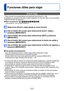 Page 77- 77 -
Funciones útiles para viajar
[Fecha viaje]
 • Para conocer los procedimientos de ajuste del menú [Conf.] (→39) 
Si establece su programa de viaje y graba imágenes, los días del viaje en que se graban 
imágenes también se grabarán. 
 ■Modo de grabación: ∗          ∗ Sólo grabación. (No se puede establecer.)
Seleccione [Fecha viaje] desde el menú [Conf.]
Use el botón del cursor para seleccionar [Conf. viaje] y 
presione [MENU/SET]
Use el botón del cursor para seleccionar [SET] y presione...