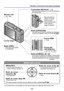 Page 9- 9 -
Nombres y funciones de las partes principales
Botón del cursor
Recomendamos 
utilizar la correa 
para la mano 
suministrada para 
evitar que se 
caiga la cámara.
Puerto HDMI (→110)
Puerto [AV 
OUT/DIGITAL]
(→12,110, 119, 122)
Botón [EXPOSURE]Use esto cuando ajuste la velocidad del obturador o 
el valor de la apertura. (Sólo en el modo    )
Monitor LCD (→43, 126)
Luz de carga
Botón [DISP.]
Pulse esto para cambiar 
la visualización.
Botón [Q.MENU] / [ / ] En el modo de grabación: Se visualiza el menú...