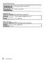 Page 2222   VQT4B27 (SPA)
Especificaciones
Temperatura de 
funcionamiento0 °C a 40 °C (32 °F a 104 °F)
Humedad de 
funcionamiento 10%RH a 80%RH
Adaptador AC
(Panasonic VSK0768):
 Información para su seguridad
Entrada~ 110 V a 240 V, 50/60 Hz, 0,2 A
Salida
 5 V, 800 mA
Batería (litio-ion)
(Panasonic DMW-BCG10PP): Información para su seguridad
Voltaje / 
capacidad3,6 V / 895 mAh  