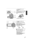 Page 1717VQT3E42
11 Video light (SDR-S71) (l48)
12 Lens cover
13 Lens
14 Open/close switch for the lens cover
For the lens protection, be sure to close the 
lens cover when not in use.
Slide open/close switch for the lens 
cover.
15 Microphone (built-in, stereo)
16 AF/AE button [AF/AE] ( l49)
17 Joystick
Use the joystick to select the recording 
functions and playback operations, and to 
operate the menu screen.
Move the joystick up, down, left, or right 
to select a setting or scene and then 
press the...