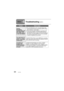 Page 9494VQT1M21
ProblemWhat to check
[ERROR 
OCCURRED.
PLEASE TURN UNIT 
OFF, THEN TURN 
ON AGAIN.] appears 
on the LCD monitor.●  The unit detected an error. To protect data, eject 
the SD card and set the mode dial to [OFF]. Power 
shuts off about 1 minute later.
●  If the same message is displayed repeatedly after 
turning power back on, the unit needs servicing. 
Disconnect the power supply and consult the dealer 
from which you purchased the unit. Do not attempt 
to repair the appliance by yourself.
The...