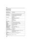 Page 110Others
11 0LSQT1146
Specifications
DVD Video Camera
Information for your safety
Power source:
Power consumption:DC 7.9 V/7.2 V
Recording 6.0 W
Signal systemEIA Standard: 525 lines, 60 fields NTSC color signal
Recording formatDVD Video Recording format (DVD-RAM, DVD-RW)
DVD-Video format (DVD-RW, DVD-R, DVD-R DL)
Image sensor1/6z CCD image sensor
Total: 680 K
Effective pixels:
Moving picture: 340 K (4:3), 460 K (16:9)
Still picture: 350 K (4:3), 460 K (16:9)
LensAuto Iris, F1.8 to F3.7
Focal length:
2.3 mm...