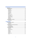 Page 4- 4 -
Entering Text.............................................................................................................. 77
Using the [Rec] Menu................................................................................................ 78• [Picture Size]....................................................................................................... 78
• [Sensitivity].......................................................................................................... 79
• [White...