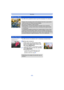 Page 66- 66 -
Recording
This effect blurs peripheral areas to give the impression of a diorama.
This effect leaves one selected color to emphasize impressivene ss.
[Miniature Effect]
•Display of the recording screen will be delayed more than usual and the 
screen will look as if frames are being dropped.
•No sound is recorded in motion pictures.•Approximately 1/10 of the time period is recorded. (If you reco rd for 
10 minutes, the resulting motion picture recording will be appro ximately 
1 minute long.)
The...