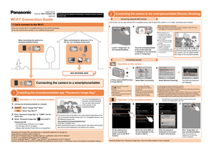 Page 12
Connecting the camera to the smartphone/tablet (Remote Shooting)
1
Installing the smartphone/tablet app “Panasonic Image App”
Image App

Image AppImage App
You can connect Wi-Fi
 

® compatible devices to the camera wirelessly.
You can connect them directly or via a wireless access point.
 

When connecting the camera to a 
smartphone/tablet directly
Select “Google Play
TM Store”.
Select “App Store
SM”.
Android
TM
iOS When connecting the camera to a TV or 
PC, etc. via a wireless access point
To...